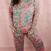 Plus Size Green Printed Long Sleeve and Pants Lounge Set - Image 9