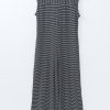 Women's Black and White Striped Print Buttoned Wide Leg Sleeveless Jumpsuit - Image 6