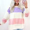 Women's Beige Colorblock Patchwork Drop Shoulder Crewneck Sweatshirt - Image 7