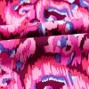 Women's Pink Abstract Print Puff Sleeve V Neck High Waist Romper for Summer Vacations - Image 10