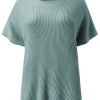 Women's Haze Blue Oversized Short Sleeve Sweater with Side Slits - Image 8