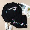 Women's Black Sequin Merry Graphic Pullover and Shorts Outfit - Image 11