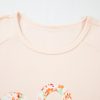 Beige Plus Size Flower Patched Crewneck Top with Side Slits for Stylish Comfort - Image 11