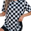 Women's Black Western Fashion Checkerboard Print Side Split T-Shirt - Image 22