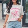Women's White Western BREAK HORSES Cowboy Graphic Crewneck T-Shirt - Image 3