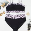 Plus Size Women's Black 2-Piece Leopard Patchwork High Waisted Swimsuit - Image 13