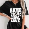 Women's Game Day Black Checkerboard Rugby Football Helmet Graphic T-Shirt - Image 5