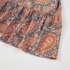 Women's Orange Paisley Print Loose Fit Drawstring High Waist Mini Dress - Image 11