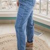 Women's Plus Size Dusk Blue Drawstring Waist Pocketed Denim Joggers for Casual Style - Image 3