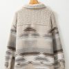 Women's Khaki Western Aztec Print Sherpa Splicing Long Sleeve Button Coat - Image 13