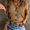 Women's Parchment V Neck Buttoned Front Sweater Vest - Versatile Layering Essential - Image 3