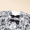 Elegant Black Floral Print Plus Size Midi Dress with Bow Detail and Puff Sleeves - Image 12