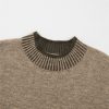 Women's Pale Khaki Contrast Trim Mock Neck Drop Shoulder Sweater - Image 14