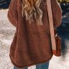 Women's Red Clay Faux Shearling Teddy Bear Long Sleeve Jacket - Image 3