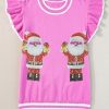 Women's Bonbon Sequin Father Christmas Ruffled Sleeve Sweater T-Shirt for Festive Cheer - Image 7