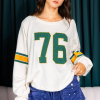 Women's White Number 76 Printed Retro Sporty Long Sleeve Top - Image 8