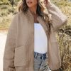 Women's Light French Beige Floral Quilted Jacket with Long Sleeves - Image 4