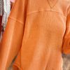 Women's Grapefruit Orange Solid Color Textured High Low Long Sleeve Top - Image 8