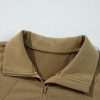 Women's Brown Quarter Zip Stand Neck Sweatshirt with Kangaroo Pocket - Image 9