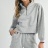 Women's Light Grey Stand Neck Zipped Sweatshirt and Shorts Set - Trendy Two Piece Outfit - Image 6