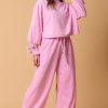 Women's Bonbon Solid Color Drawstring Long Sleeve Two Piece Set - Image 6