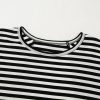 Women's Black Stripe Batwing Sleeve Oversized Crewneck Top - Trendy Casual Wear - Image 8