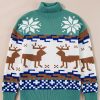 Women's Canton Christmas Reindeer Snowflake Colorblock Turtleneck Sweater - Image 12