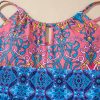 Women's Blue Geometric Print Hollow Out Knotted Waist One Piece Swimsuit - Image 15