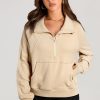 Women's Parchment Quarter Zip Stand Neck Kangaroo Pocket Sweatshirt - Image 3