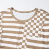 Women's Unique Khaki Lantern Sleeve Patchwork Blouse with Pocket - Image 10