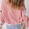 Women's Orange Stripe Sequin Santa Claus Pattern Christmas Pullover Sweatshirt - Image 2