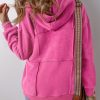 Women's Pitaya Pink Mineral Wash Patchwork Drawstring Hoodie - Image 2