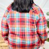 Women's Red Plus Size Plaid Print Buttoned Shirt - Image 3