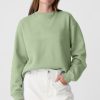 Women's Smoke Green Crewneck Pullover Sweatshirt with Drop Shoulder - Image 6