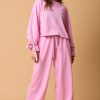 Women's Bonbon Solid Color Drawstring Long Sleeve Two Piece Set - Image 7