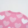 Women's Cozy Pink Pearled Heart Print Crew Neck Sweater for Valentine's Day - Image 9