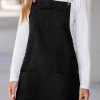 Women's Black Corduroy Front Pockets Sleeveless A-Line Mini Dress - Image 7