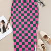 Women's Rose Checkered Print High Waist Midi Skirt - Image 4