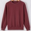 Women's Burgundy Plain Drop Shoulder Crewneck Pullover Sweatshirt - Cozy Casual Style - Image 8