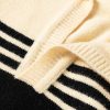 Women's Black Colorblock Stripe Collared V-Neck Sweater - Image 12