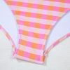 Stylish Pink Plus Size Plaid Print High Waist Bikini Set for Beach Days - Image 29