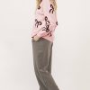 Women's Light Pink Bow Pattern Knitted Loose Fit Sweater for Casual Style - Image 8