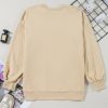 Women's Parchment Solid O Neck High Low Hem Pullover Sweatshirt - Image 6