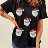 Women's Black Sequin Christmas Claus Crewneck T-Shirt - Image 7