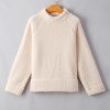 Women's White Solid Fleece High Neck Drop Shoulder Pullover Sweatshirt - Image 7