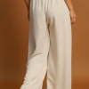 Women's Apricot Loop Drawstring Casual Wide Leg Pants with Pockets - Image 2