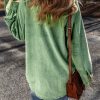 Women's Mist Green Corduroy Patched Pocket Button Up Shacket - Image 2