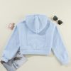 Women's Beau Blue Cropped Sherpa Zip Up Hoodie - Image 9