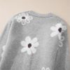 Women's Light Grey Floral Print V Neck Knitted Button Up Cardigan - Image 15