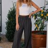 Women's High Waist Wide Leg Jeans with Ruffles and Side Pockets - Black - Image 5